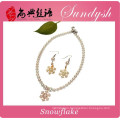 Stylish Christmas Style Pearl 22k Golden Snowflake Necklace